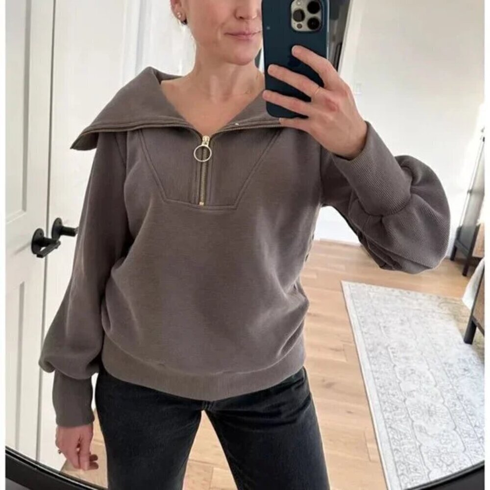 VARLEY Vine Ottoman Half Zip Pullover in Charcoal Size Medium